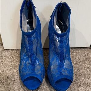 bebe Vibrant Blue Lace Heeled Boots